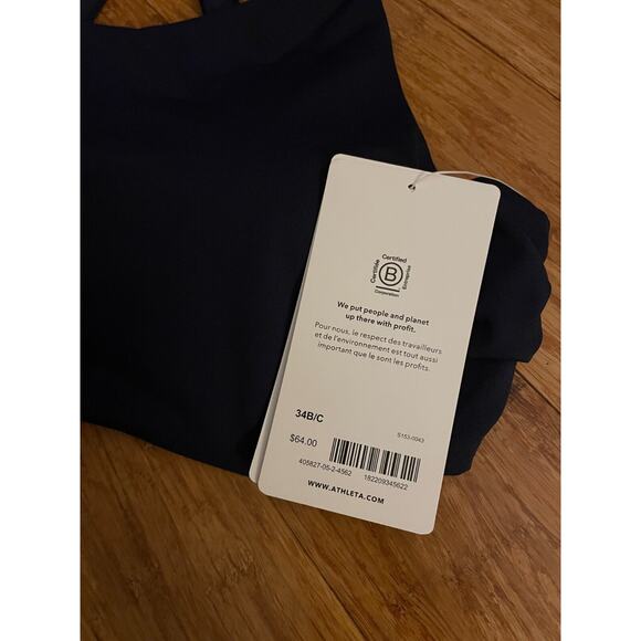 NWT Athleta 34 B/C Dress Blue Maldives Bra Cup Bikini Top Removable‎ Pads Bra - Picture 5 of 6